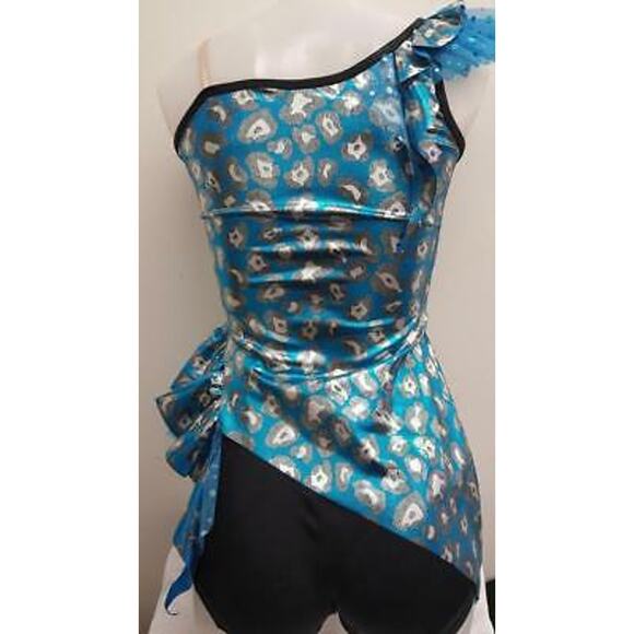 Dance Costume Curtain Call   Medium Adult Turquoise Jazz - Picture 6 of 8